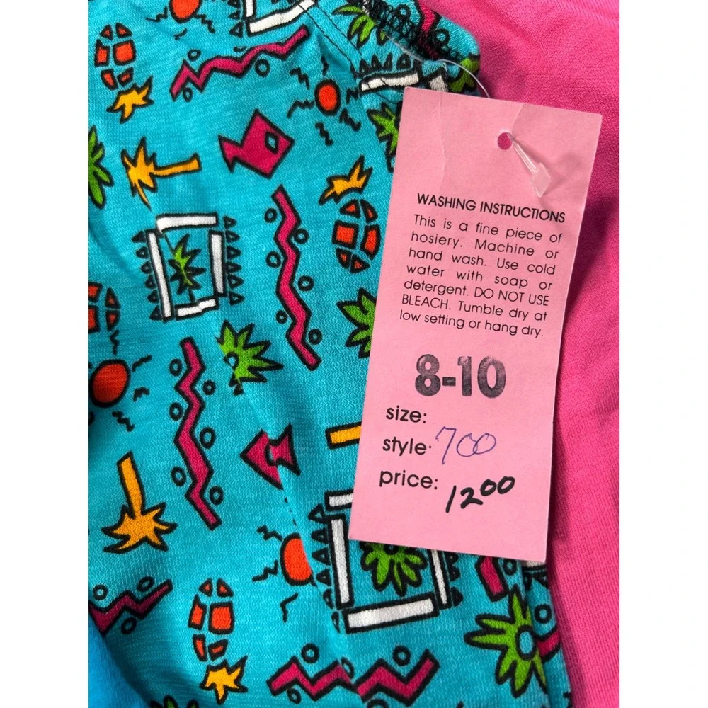 Vintage 90s Kids Leotards Lot 3 Pack Pink Blue Print Size 8/10 Made USA